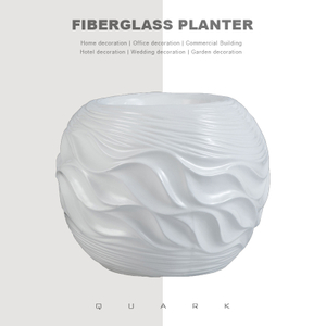 Wavy Pattern Fiberglass Table Planting Flower Vases for Office Decoration