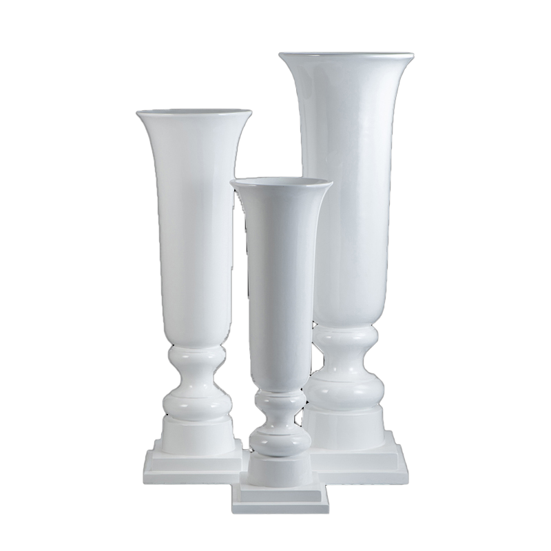 Cup Shape Glossy White Morden Fiberglass Plant Pot for Entry of House