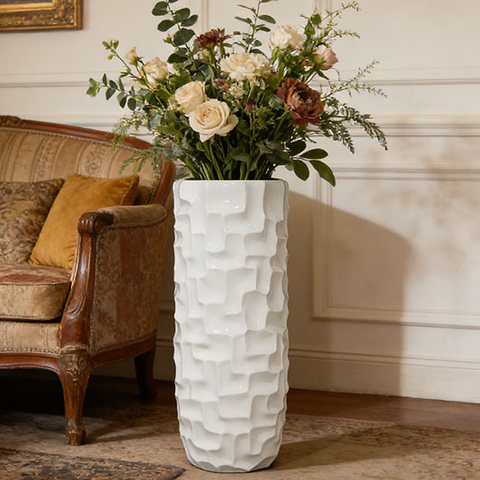 Artificial White Flower Planting Pots for Indoor Decoration