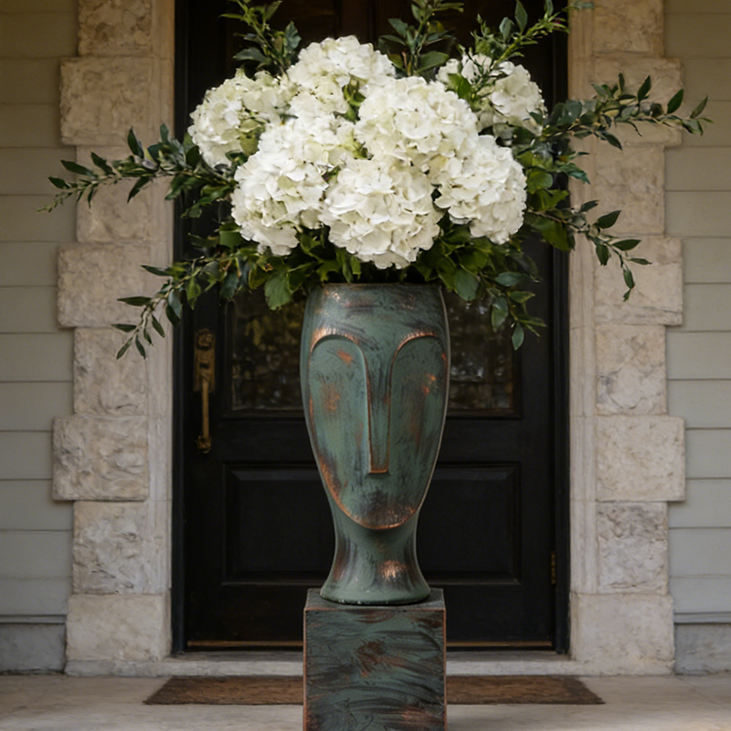 Archaize Human Face Fiberglass Indoor Planting Pots for Interior Decoration 