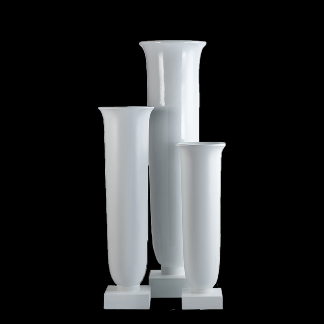 Glossy White Fiberglass Planting Pots for Home Decoration