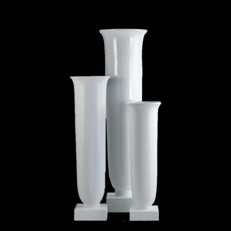Glossy White Fiberglass Planting Pots for Home Decoration