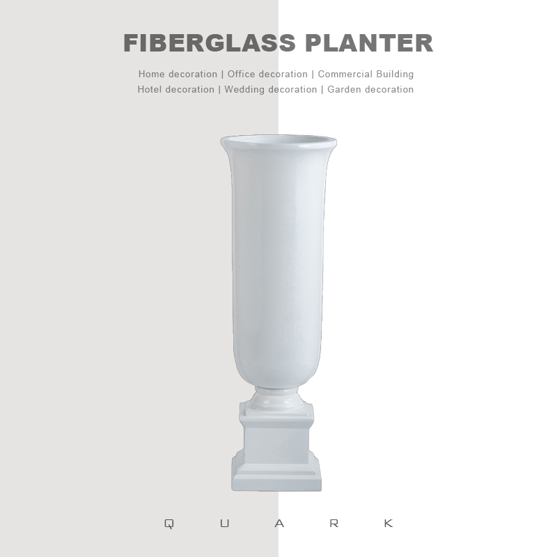 Nordic Glossy White Indoor Fiberglass Flower Planters for Office Decor