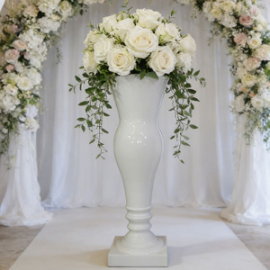 Artificial Glossy White Flower Planting Pots for Indoor Decoration