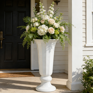Modern Design Cup Shaped Shiny White Flower Pots For Plants
