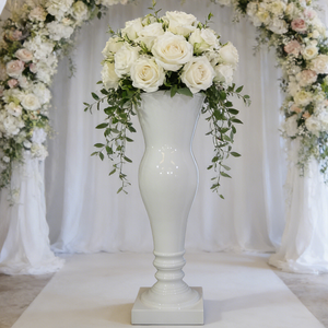 Artificial Glossy White Flower Planting Pots for Indoor Decoration