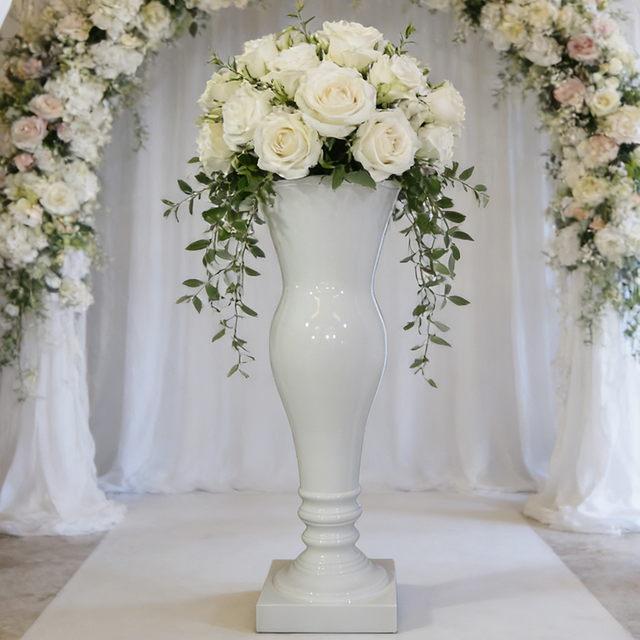 Artificial Glossy White Flower Planting Pots for Indoor Decoration